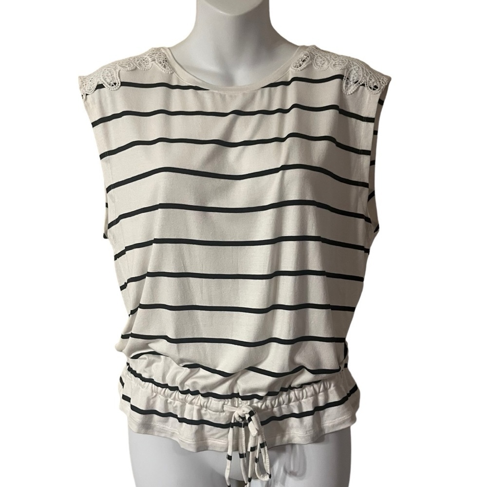 Laundry by Shelli Segal Striped Short Sleeve Cinch Waist Tee Size S